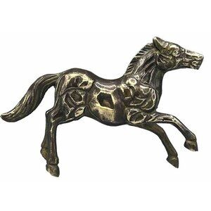 Brass Horse Statue Majestic Bare Back Stomping Figure 7” Free Standing Sculpture